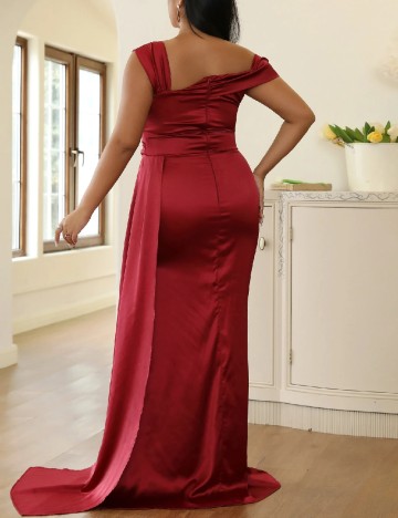 Rochie lunga Miss Ord Plus Size, rosu