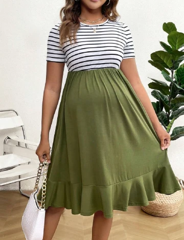 Rochie medie SHEIN Maternity, verde