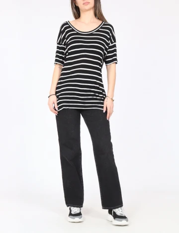 Tricou Zara, negru/alb