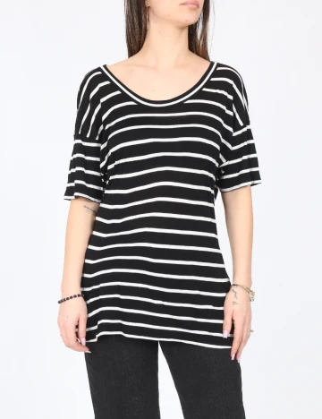 Tricou Zara, negru/alb
