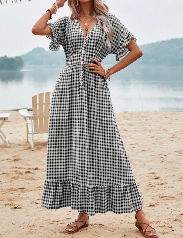 
						Rochie lunga SHEIN, alb/negru