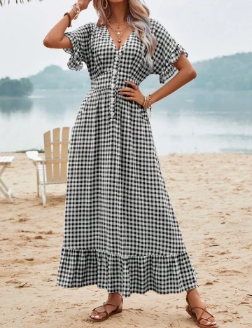 Rochie lunga SHEIN, alb/negru