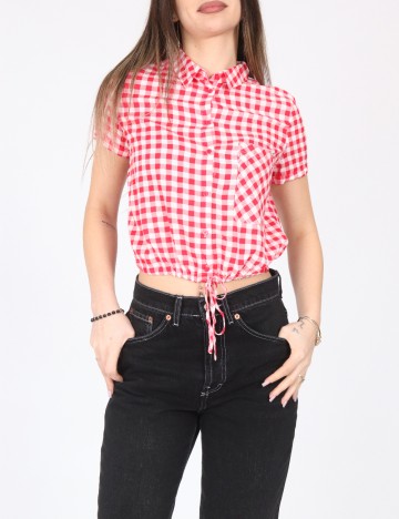 Bluza Bershka, alb/rosu