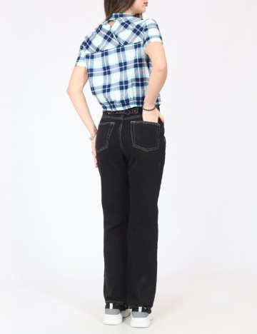 Bluza Bershka, alb/albastru