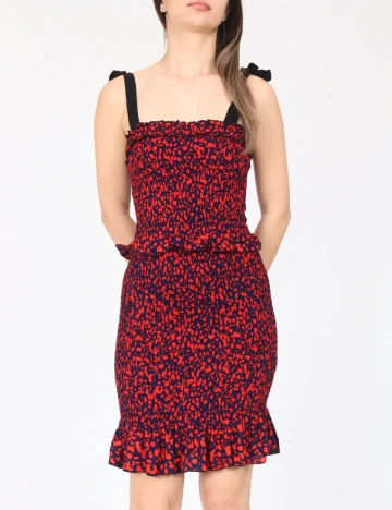 Rochie scurta River Island, rosu/bleumarin