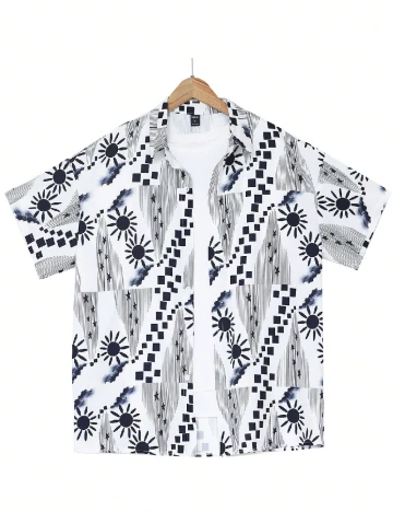 Camasa SHEIN, alb/negru