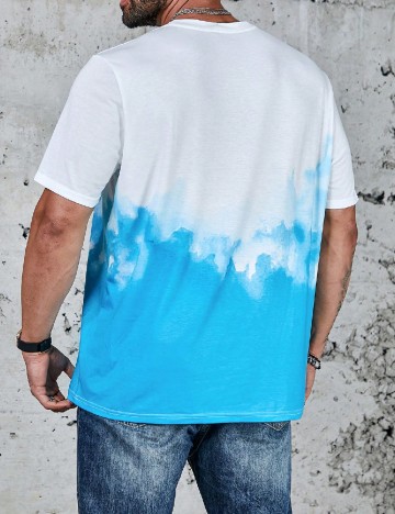 Tricou Oversize SHEIN Plus Size Men, albastru/alb