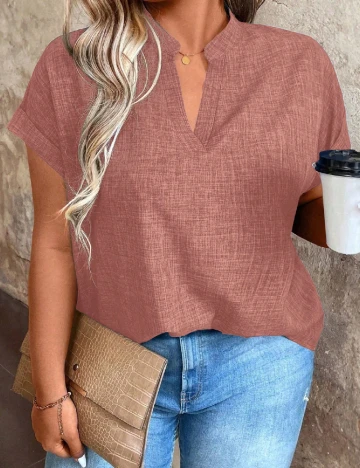 Bluza SHEIN CURVE, roz pudra inchis