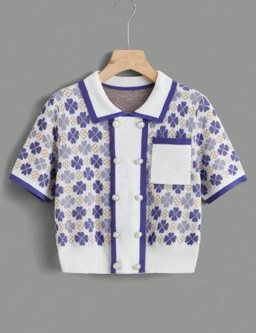 Bluza SHEIN, alb/mov