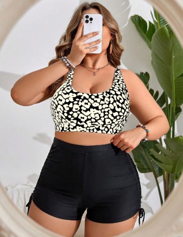 
						Costum de baie SHEIN CURVE, negru/bej