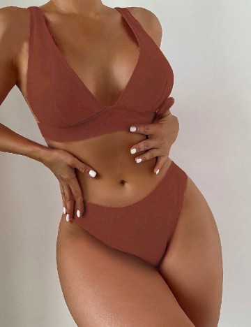 
						Costum de baie SHEIN, maro