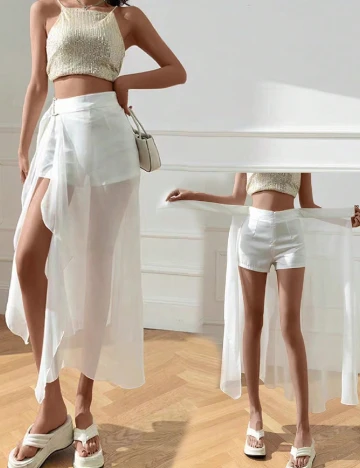 Fusta pantalon SHEIN, alb