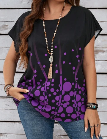 Bluza Emery Rose Curve, negru/mov