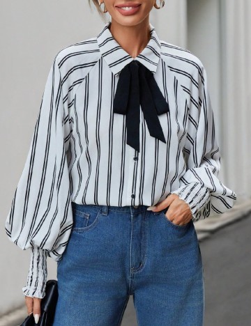 
						Camasa SHEIN, alb/negru