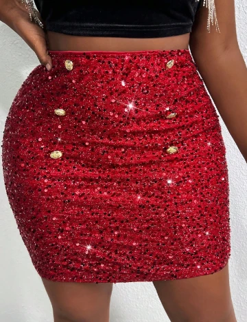 Fusta SHEIN CURVE, rosu