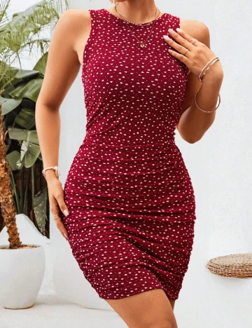 Rochie scurta SHEIN, rosu/alb