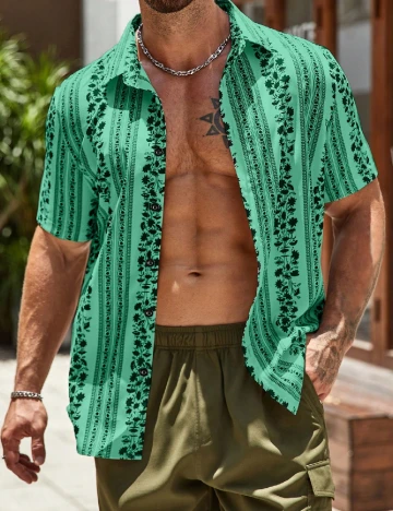 Camasa SHEIN, verde/negru