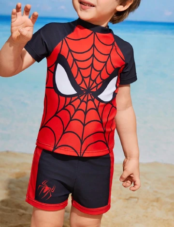 Costum de baie Shein Kids, rosu/negru