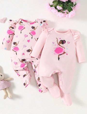 
						Set salopete 2 bucati Shein Kids, roz