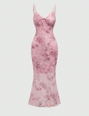 
						Rochie lunga Romwe, roz