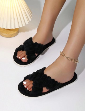 
						Papuci de Casa SHEIN, negru