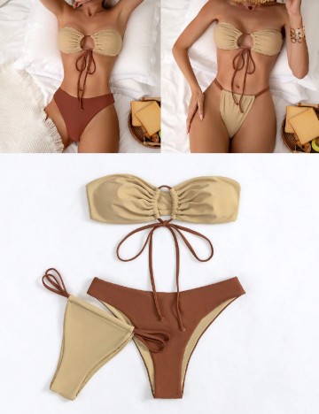 
						Costum de baie SHEIN, maro