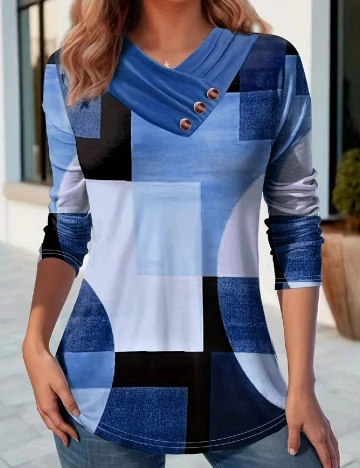 Bluza SHEIN, albastru/negru