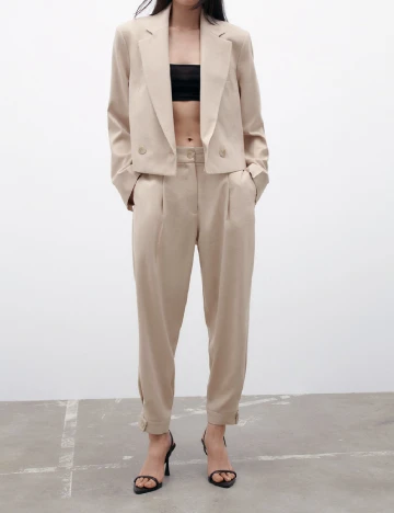 Pantaloni Zara, crem