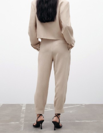 Pantaloni Zara, crem