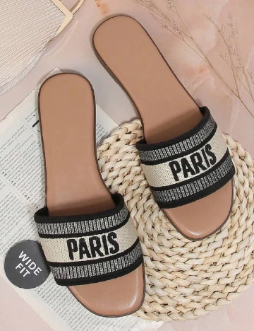 Slapi SHEIN, negru/crem