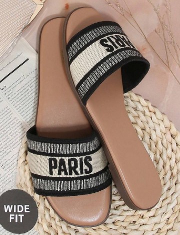 Slapi SHEIN, negru/crem