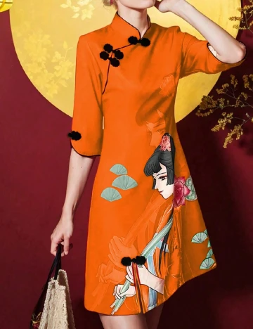 Rochie scurta SHEIN, portocaliu