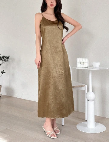 Rochie lunga Dazy, maro