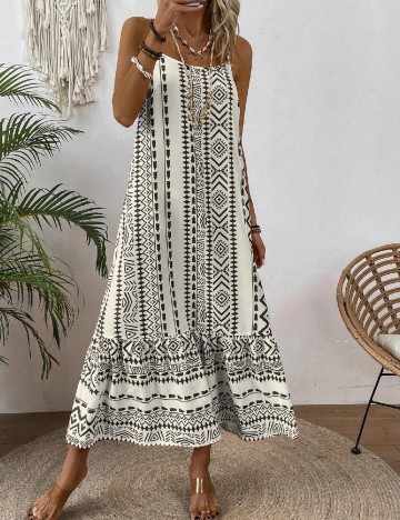 
						Rochie medie SHEIN, ecru/negru