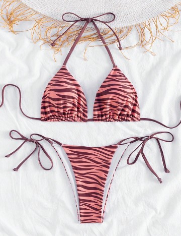 
						Costum de baie SHEIN, roz/maro