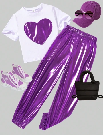 Compleu Shein Kids, mov/alb