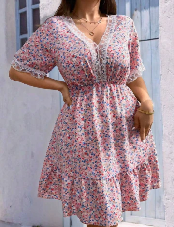 Rochie scurta SHEIN CURVE, floral print
