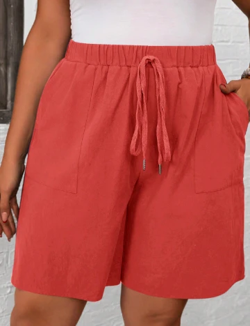 Pantaloni scurti SHEIN CURVE, rosu