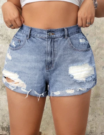 Pantaloni scurti SHEIN CURVE, albastru