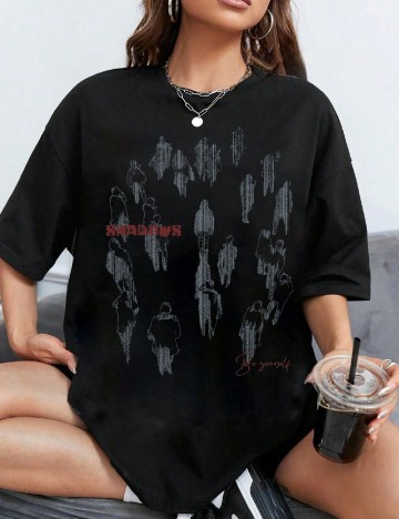 
						Tricou Oversize SHEIN, negru