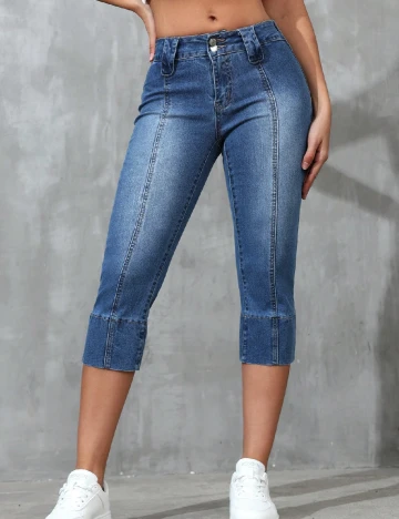 Pantaloni trei sferturi SHEIN, albastru