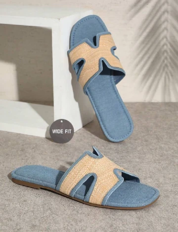 Slapi SHEIN, crem/albastru