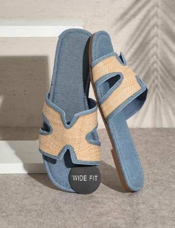 Slapi SHEIN, crem/albastru