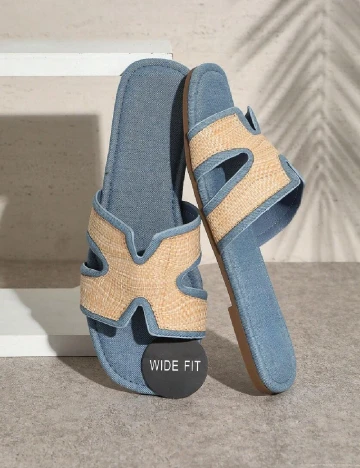 Slapi SHEIN, crem/albastru