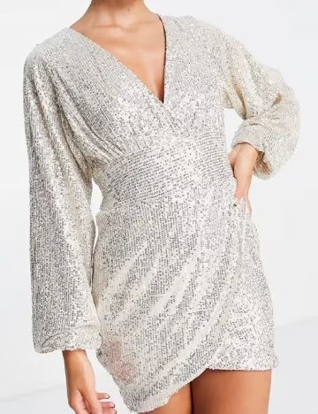 Rochie scurta Pretty Lavish, argintiu/bej