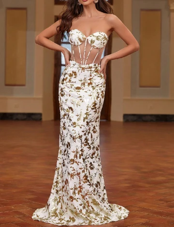 Rochie lunga SHEIN, alb/auriu