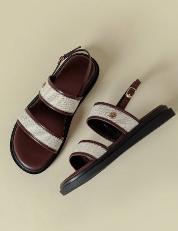 
						Sandale SHEIN, crem/maro