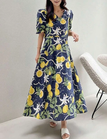 Rochie lunga Dazy, bleumarin