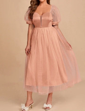 Rochie medie SHEIN CURVE, roz pudra inchis