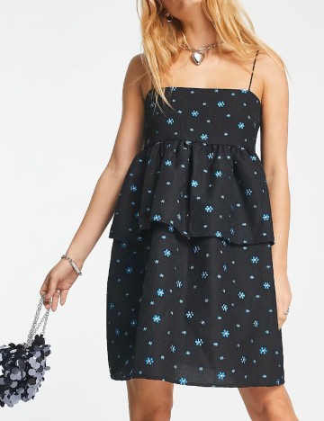 Rochie scurta Envii, negru/albastru